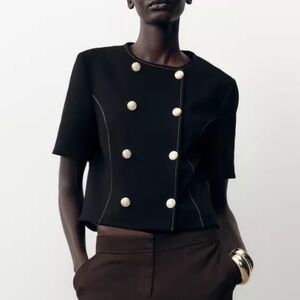 Elegant Zara Black Short Sleeve Blazer